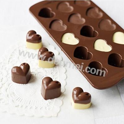 China High Quality 15 Cavities Heart Shape Silicone Chocolate Mold Mini Candy Mold for sale