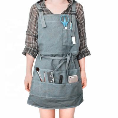 China Waxed Artist Painting Adjustable Bib Apron Gardening With Pockets for sale