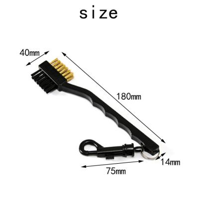 China Golf Sweep 2 Wire Brass Sided Nylon Cleaning Kit With Key Chain Golf Club Head Groove Cleaner Brus ZF0013 for sale