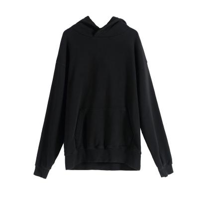 China High quality plain unisex cropped hoodies streetwear hoodies Costom men anti-shrink logo black sweatshirts for sale