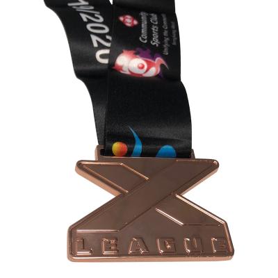 China New Europe 2020 Copper Plated Gold 3D Logo Sports Award Medal With Custom Lanyard for sale