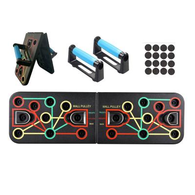 China Fitness 360 Foldable Unisex Indoor Home Exercise 13 in 1 Lift Up Support Board Bodybuilding Push Up Board with Resistance Bands for sale