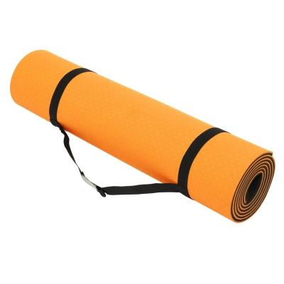 China Best New Workout 6mm Thick PU Band Exercise Orange Yoga Mat Travel With Strap for sale