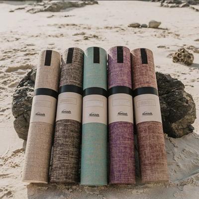 China Wholesale Jute Custom Printing Eco Non-Toxic Top Handle Sports Jute Premium Yoga Mat for sale