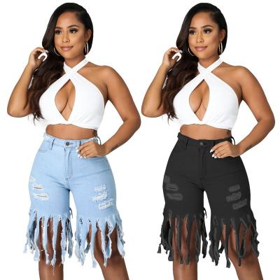 China QUICK DRY BPA860N-Hot selling ripped women's pants fringed women's denim pants shape sexy women's jeans for sale