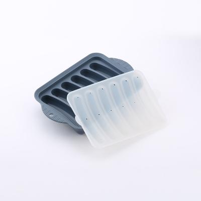 China 6 Cavities Hot Dogs Silicone Sausage Maker DIY Stocked Food Grade Silicone Sausage Hamburger Pan Handmade Mold for sale