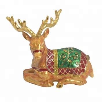 China New Product Christmas Gift Home Decoration 3D Metal Animal Deer Deer Jewelry Box for sale