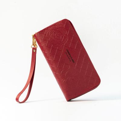 China China Waterproof Women Leather Wallet Manufacturer High Quality Fashion Rectangular Red Money Clip Long Wallet for sale