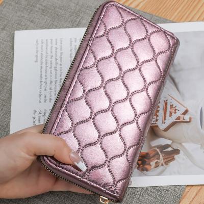 China Unique Products Waterproof Lightweight And Breathable Purchasing Essentials Long Wallet Genuine Leather Striped Wallet for sale