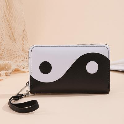 China Waterproof Fashion Trend Women's Clutch Tai Chi Small Square Bag Black And White Zipper Card Holder for sale