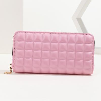 China New Waterproof Leather Women's Pink Rhombus Chain Bag Trend Card Bag Women's Wallet for sale