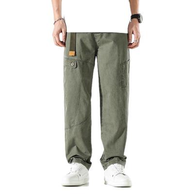 China Anti-wrinkle Men Casual Cargo Pants Solid Sweatpants Male Multi-pocket Trousers New Outdoor Wear Cotton Straight Men Pants for sale