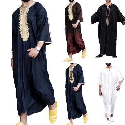 China Men's Robe Latest Design Men's Thobe Jubba Jalab Daffah Style Muslim Dress Men custom thobe chest ban embroidery Moroccan Thobe Men for sale