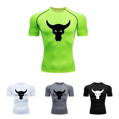 China Anti-wrinkle Shapershark Factory Men's Workout Shirt Running Short Sleeve Tshirt Athletic Breathable Moisture Wicking Tshirt for sale