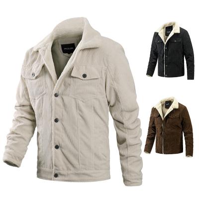 China Breathable Shapershark Factory Wholesale winter high quality windproof Corduroy jacket men solid color jackets faux fur jacket for sale