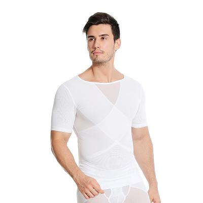 China Anti-wrinkle Shapershark Factory Men  Breathable  Body Shaping Shirt  Strong Compression Tummy Tank Top Mens Compression Slim Shirts for sale