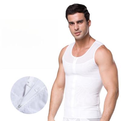 China Anti-wrinkle Shapershark Factory  Breathable Mesh Corset Crop Top Body Shaper Vest Plus Size High Elasticity Zipper  for Men for sale