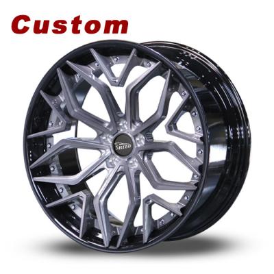 China WHEELSHOME Z Aluminum Performance Custom Gunmetal designBrushed 2 piece forged forged wheels for sale