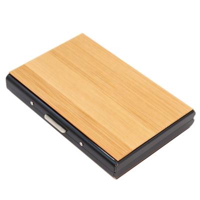 China New Arrival Rosewood Credit Card Holder Aluminum Case Wallet Flat Metal 5-6 Slots Stainless Steel Cards Wallet For Men for sale