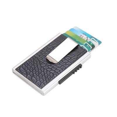 China thin & Newly Developed Minimalist RFID Small Wallet Credit Card Aluminum Holder With Metal Money Clip For Anti RFID Men's Slim Wallet Case For Men for sale