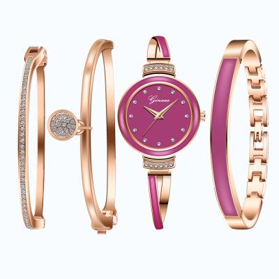 China Newest Delicate Day/Date Bangle Wristwatches Jewelry Gift Set For Ladies Fashionable Women Quartz Watches Chain Bracelet Sets for sale