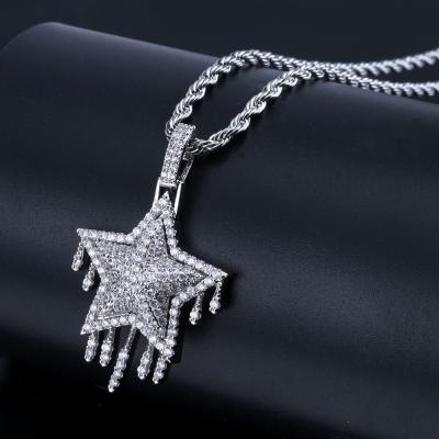 China Hiphop Bling Iced Out Diamond Rope Chain Star Shape Hitter Pendant Necklace African Hip Hop Trending Jewelry Links For Man Women for sale