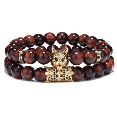 China Latest Design Bohemia Energy Charm Man Gold Plating Copper Diamond 2 Pcs Copper Diamond 2 Pcs Beaded Bangle Bracelet Gift Set Black Spherical Beaded Diamond 2 Pcs Bracelet For Women 'man for sale