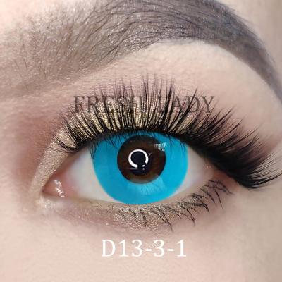 China HEMA+NVP Liangguo Cool Lady Cambridge Blue Block Halloween Color Contact Lenses for sale