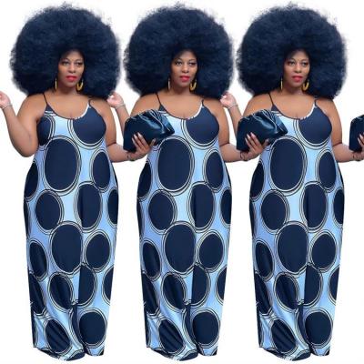 China TINA Hot Sale Anti-Static Chic Dresses Women Fat Lady Elegant Plus Size Maxi Dress Sleeveless Dot for sale