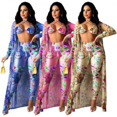 China TINA New Arrival 2021 Fashion Anti-pilling Bikini Summer Women Floral Printing Sexy Swimwear 3 Piece Swimsuit for sale