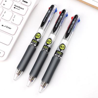 China 4 Colors In 1 Baoke Quickly Deliver 0.7mm Retractable Ballpoint Pen With Rubber Grip DDP India Price for sale