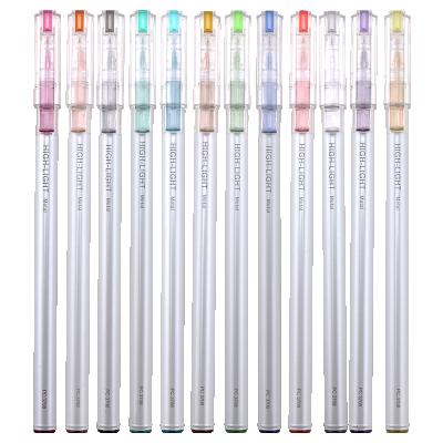 China Baoke 0.6mm School Quick Dry Pen 12 Metal Highlighter Bar Gel Pen Multicolor Fine Point Tip Gel Ink Pen for sale