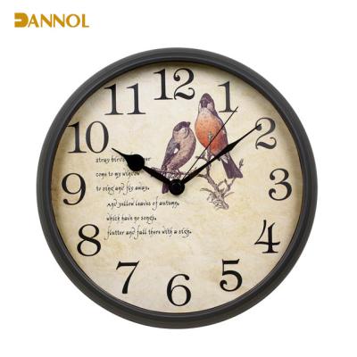 China Retro Design Retro Style High Quality Plastic Decorative Wall Clock Bird Natural Theme for sale