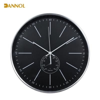 China Modern Series Of Thermometer Metal Frame Quartz Wall Clock 30cm With Temperature Display for sale