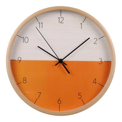 China Home Decor Design 12 Inch Round Wall Clock Modern Design Clock Wooden Case Room Deco Wood for sale