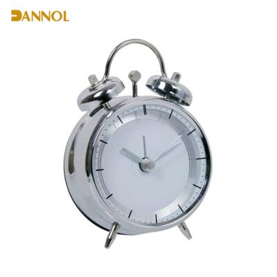 China Aluminum Table Watch Mini Metal Twin Bell Alarm Clock Face Clock Modern Metallic Style for sale