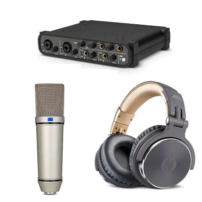 China Perfect Sound Newcomer C87-S Set Professional Condenser Microphone Sound Card Audio Interface Kit with Earphone for Studio PC Home Record for sale