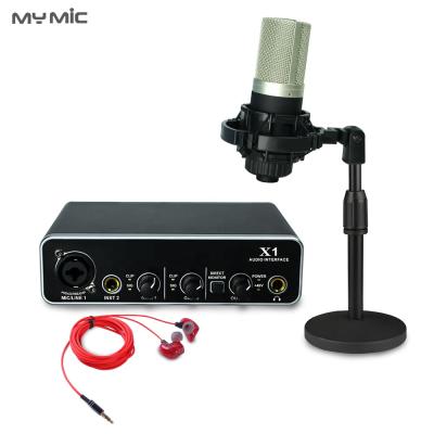 China MX4 Professional Home Studio Recording Device Sound Card Audio Interface Kit Professional Microphone for Recording Computer Singing Podcasting with Earphone for sale