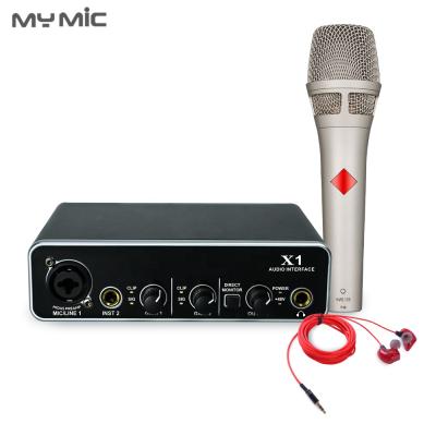 China Professional Studio Microphone MX5 Sound Card Handheld Equipment Microphone Kit Condenser MIC for Computer Recording Podcasting with Earphone for sale