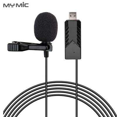 China Protable MON MIC LJU01 Condenser Lapel Lavalier USB Omnidirectional Microphone with Monitor Port for PC Computer Laptop for sale