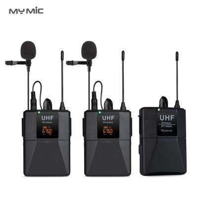 China Interview Wireless Microphone MY MIC WLJ03 UHF Lavalier Wireless Microphone With 20 Channel Two Transmitter Clip Lapel Mic For Camera Phone Laptop Recording for sale