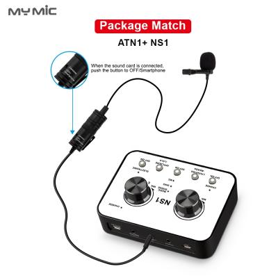 China USB Sound Card Music MY MIC OEM NS1 USB Sound Card Audio Interface with Lapel Mic Clip Lavalier Microphone for Teach Live Streaming Online Meeting for sale