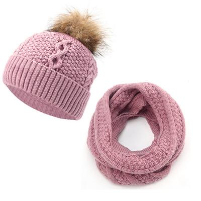 China Fashion\Comfortable Warm Acrylic Knitted Two Piece Outdoor Set\Durable Chunky Autumn And Winter Women Thick Beanies Hat Bib for sale