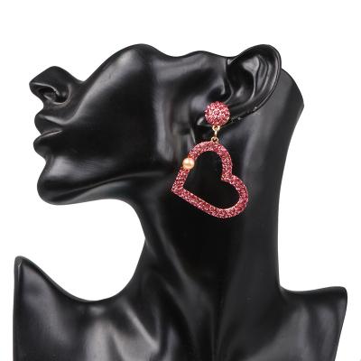 China BOHEMIA 2022 Wholesale Elegant Big Circle Crystal Heart Statement Earrings For Women Gifts Earrings for sale