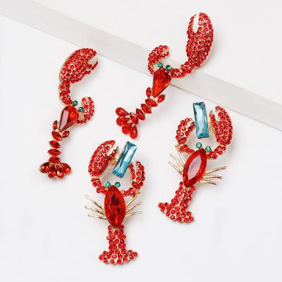 China Wholesale Punk Lobster Shape Acrylic Crystal Rhinestone Earrings Femme Fashion Drop Earrings For Women for sale