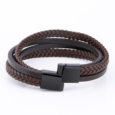 China 2019 New Products Fashionable Handmade PU Leather Bracelet Men for sale