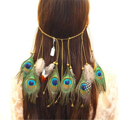 China Multicolor Fashion Cute Peacock Feather Headband Fancy Hair Hot-selling Bohemian Accessories for sale