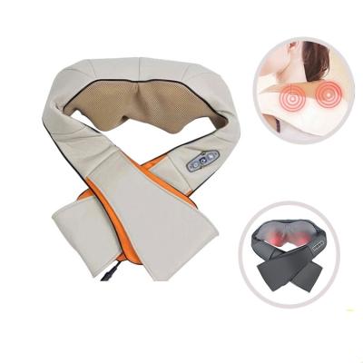 China Beautiful Car Back and Neck Shiatsu Kneading Massager Rechargeable Neck Massage Pillow Khaki for sale