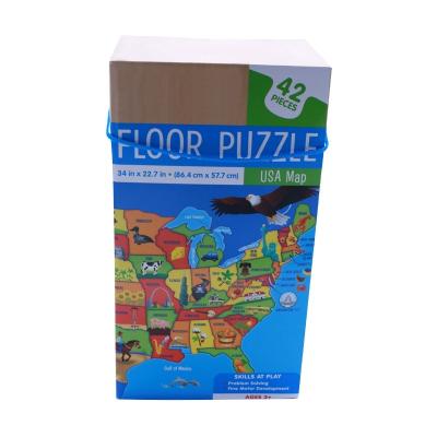 China Toy Wholesale Custom Hot Sale America Jigsaw Puzzle Jigsaw Puzzle Educational Giant Floor Map Paper For Kids for sale