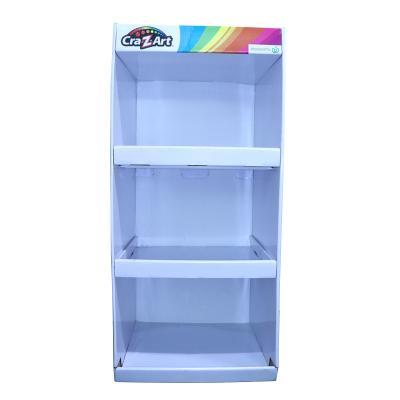 China Advertising No MOQ Display Floor Stand Thick Corrugated Cardboard Advertising Racks Toys Display Rack For Retail for sale